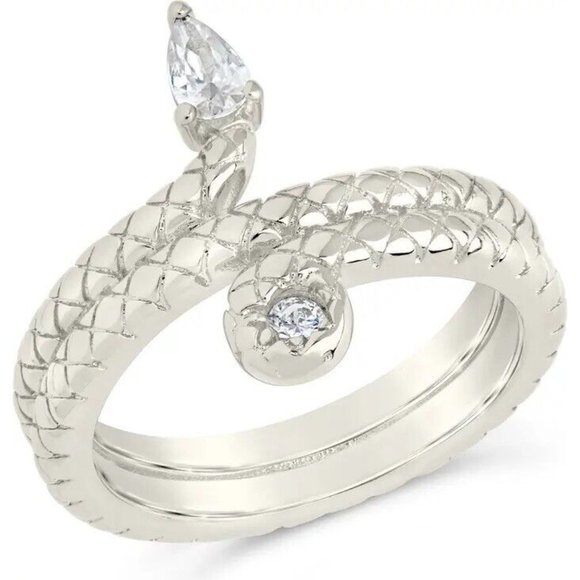 Sterling Jewelry - 14k plated ring silver Size 7 Brass/cubic Zirconia Snake